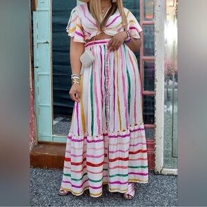 New York & Company 2 Piece Maxi Stripe Skirt Set